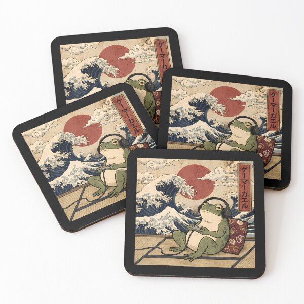 Item preview, Vintage Retro Japanese Art Gamer Frog Ukiyo-e Great Wave designed and sold by Mason-Pride.
