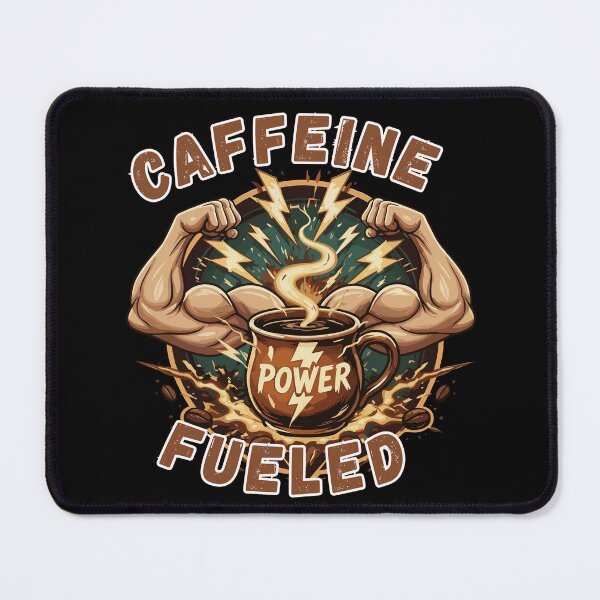 Item preview, Fueled by Caffeine – Power Coffee Muscle Badge Design designed and sold by SplashPixel.