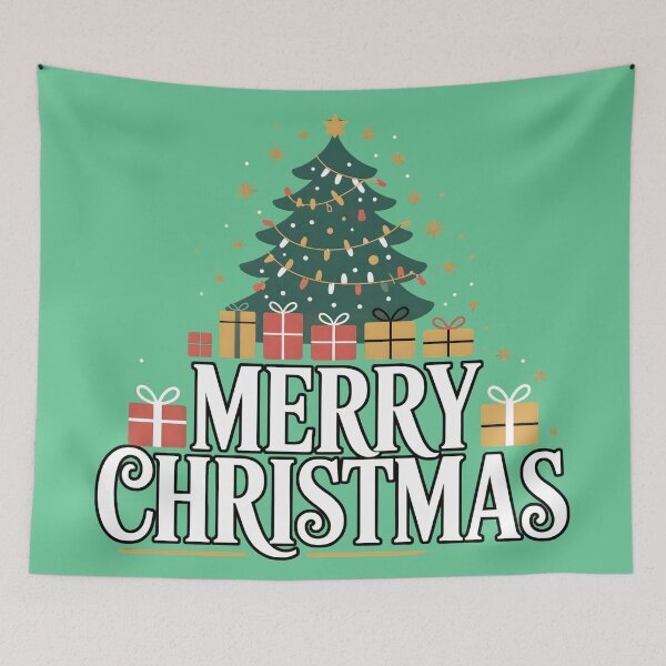 Item preview, Merry Christmas Tree with Gifts – Classic Holiday Design designed and sold by SoftStyleStudio ⭐⭐⭐.