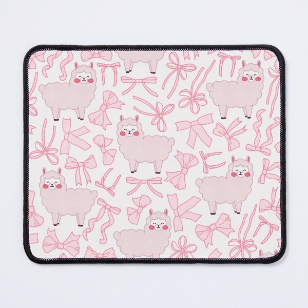 Item preview, cute white and pink alpacas and bows kawaii pattern designed and sold by winterpumpkin.