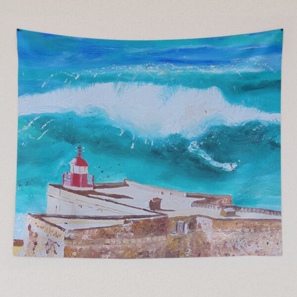 Item preview, Nazareth Lighthouse, Holy Archangel, oil painting designed and sold by SandraSRomao.