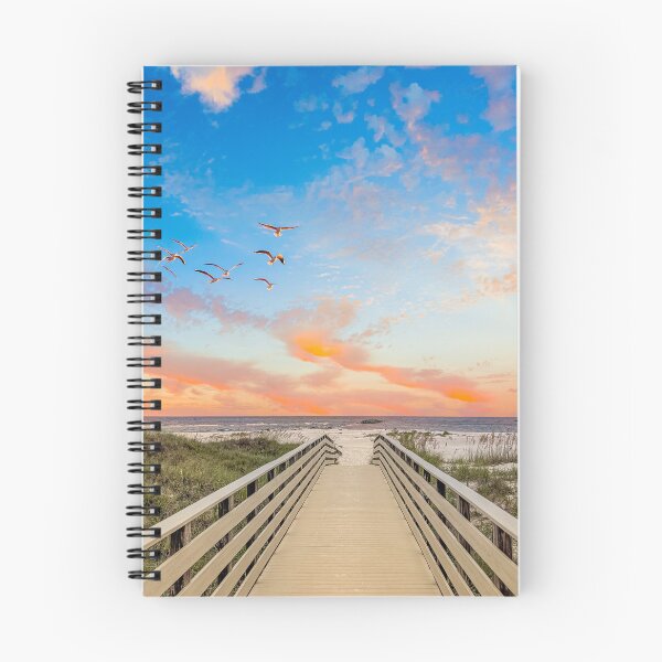 Artikelvorschau, Strandpromenade bei Sonnenaufgang mit Vögeln, Florida Point, Gulf Shores entworfen und verkauft von Kenneth Purdom.