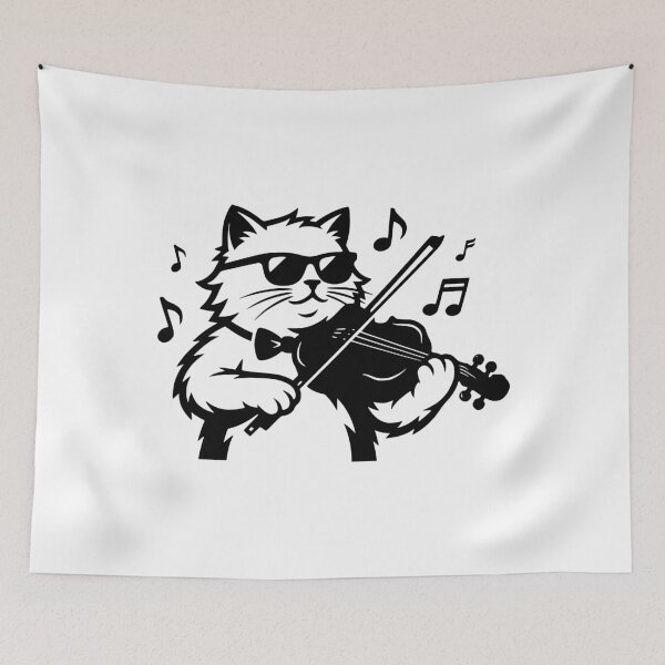 Item preview, Violin Cat Socks — Whimsical Classical Art Cat Playing Violin Crew Socks | Gift for Violinists & Music Lovers designed and sold by ZuToMi.