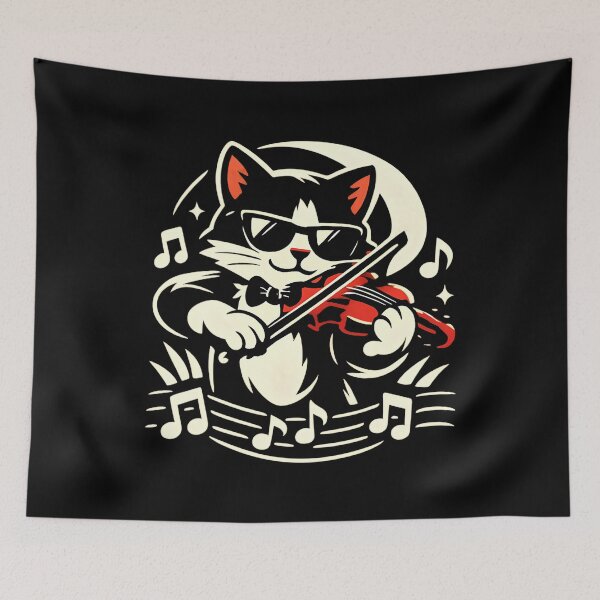 Item preview, Cool Cat Violin Jazz T-Shirt Vintage Illustration for Music Lovers designed and sold by ZuToMi.