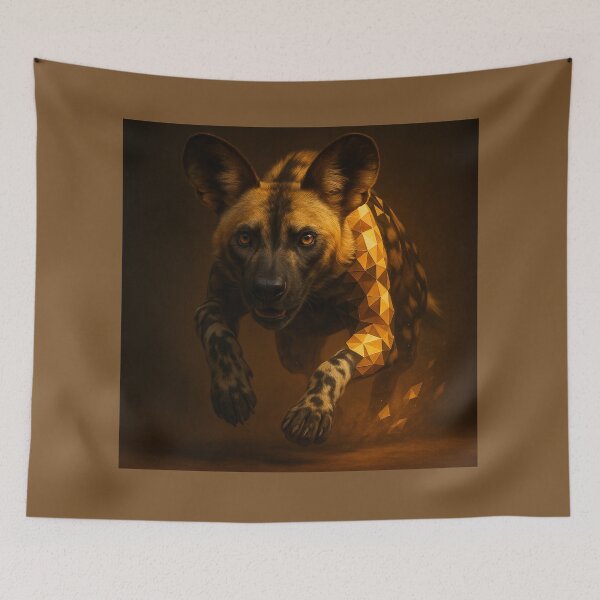Item preview, African Wild Dog – Patternburst Power Lunge Wildlife Art designed and sold by GeoWild Designs.