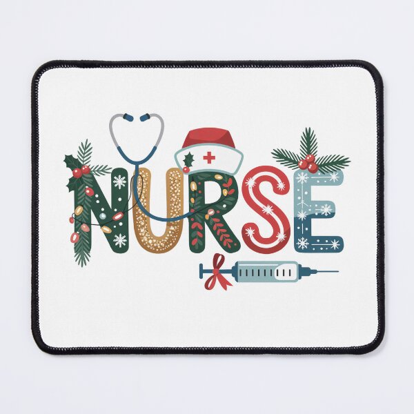 Item preview, Christmas Nurse Typography – Festive Holiday Design for Nurses designed and sold by SoftStyleStudio ⭐⭐⭐.