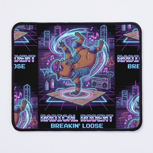 Item preview, Radical Rodent Surf’s Up – Neon Retro Surf Beaver Vaporwave Art designed and sold by Neon_Soraya.