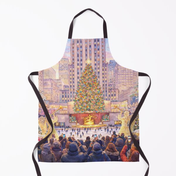 Item preview, Rockefeller Center Christmas Tree & Ice Skating at Sunset in New York City – Whimsical Holiday Art Print designed and sold by SezzyDesigns.