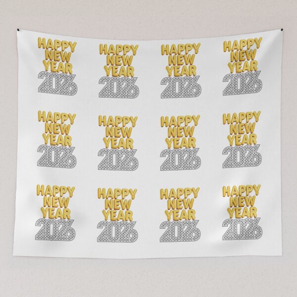 Item preview, Happy New Year 2026 Golden 3D Text on Black Background designed and sold by AchraffPrint.