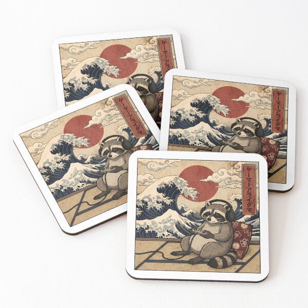 Item preview, Vintage Retro Japanese Art - Great Wave Gamer Raccoon designed and sold by Mason-Pride.