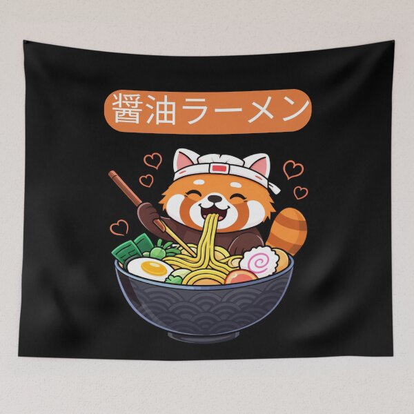 Item preview, Panda Eating Shuyo Ramen 醤油ラーメン Kawaii Neko Japanese Noodles Anime Lovers designed and sold by Miumed.
