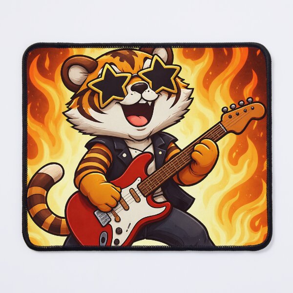 Item preview, Guitar Tiger – Fire Rock Legend designed and sold by PawsGiggles.
