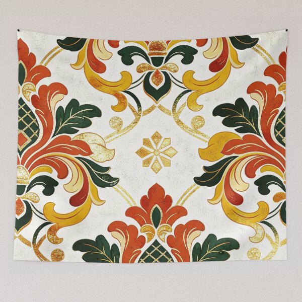 Item preview, Vintage Royal Damask Pattern - Red Green & Gold designed and sold by Hen-C-Art.