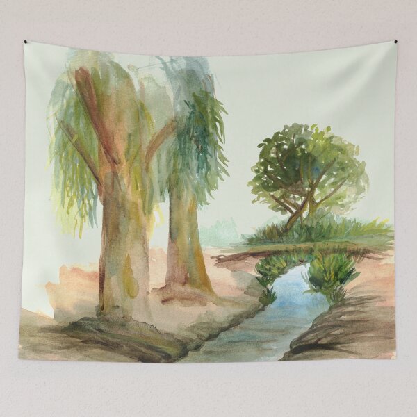 Item preview, Whispering Willows - Watercolor Landscape  designed and sold by Watercolor art.