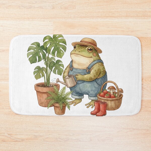Item preview, Cute Cottagecore Gardener Frog Watering Plants Watercolor designed and sold by EverBranz-stor.