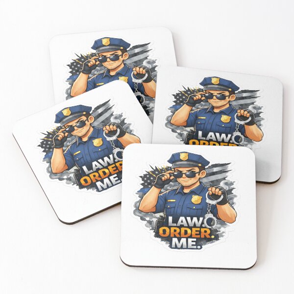 Item preview, Law Order Me Police Sticker – Cool Cop Illustration with Handcuffs designed and sold by Mirkoniart.