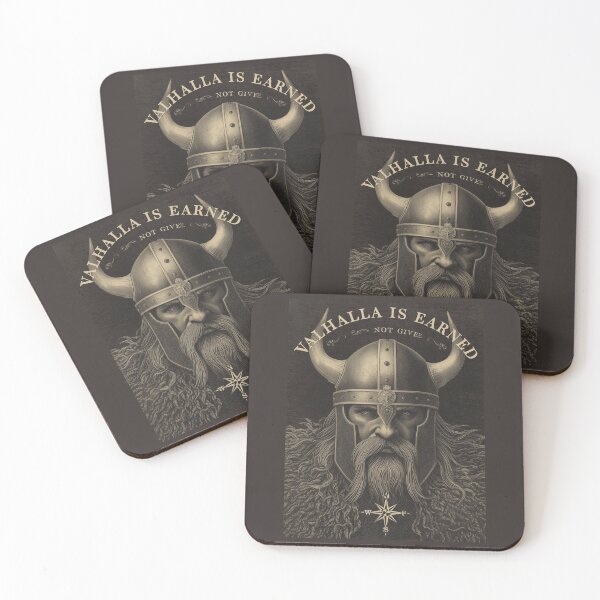 Item preview, Valhalla Is Earned Not Give – Viking Warrior Quote Art designed and sold by Mythic Tide.