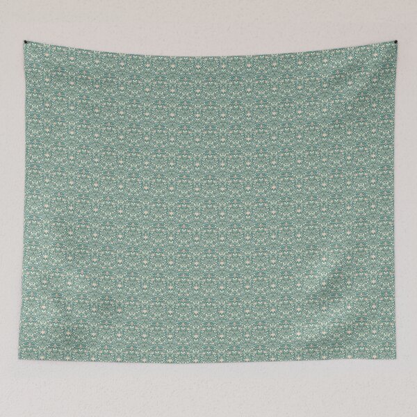 Item preview, Folkloric Floral Botanical Pattern in Peach and Dark Turquoise Tones designed and sold by jelypop.