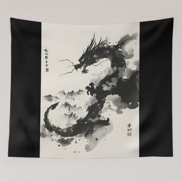 Item preview, Chinese Dragon Brush Sumi-E Japanese Korean Ink Desing designed and sold by blacksealstudio.