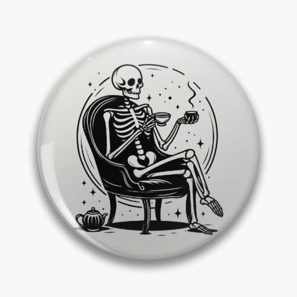 Item preview, Gothic Skeleton Morning – Cozy Dark Line Art designed and sold by Roberta Calabrese.