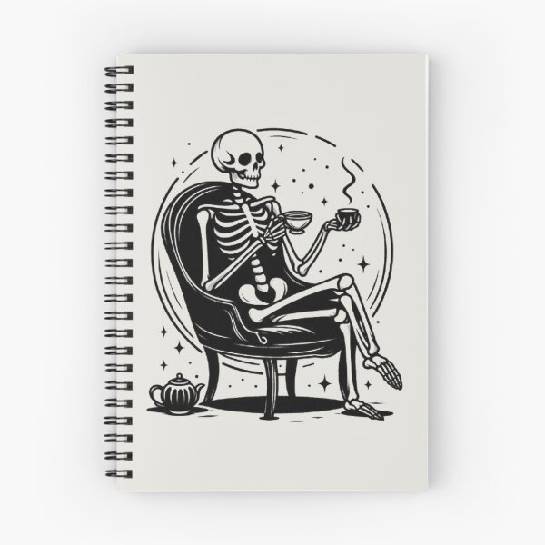 Item preview, Gothic Skeleton Morning – Cozy Dark Line Art designed and sold by Roberta Calabrese.