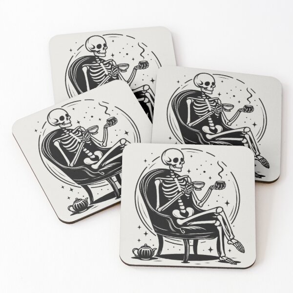 Item preview, Gothic Skeleton Morning – Cozy Dark Line Art designed and sold by Roberta Calabrese.