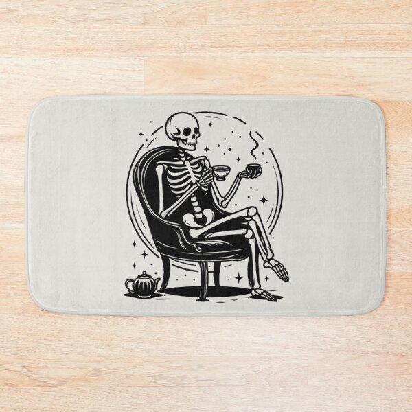 Item preview, Gothic Skeleton Morning – Cozy Dark Line Art designed and sold by Roberta Calabrese.