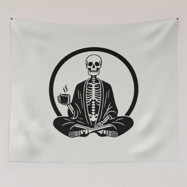 Item preview, Gothic Skeleton Morning – Cozy Dark Line Art designed and sold by Roberta Calabrese.