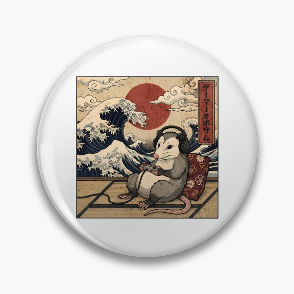 Item preview, Vintage Retro Japanese Art - Great Wave Gamer Opossum designed and sold by Mason-Pride.