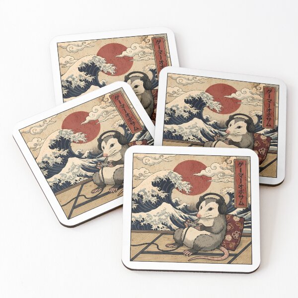 Item preview, Vintage Retro Japanese Art - Great Wave Gamer Opossum designed and sold by Mason-Pride.