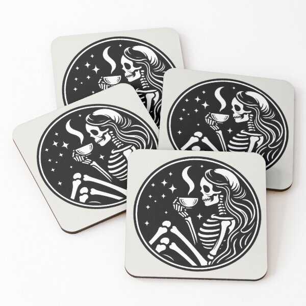 Item preview, Gothic Skeleton Morning – Cozy Dark Line Art designed and sold by Roberta Calabrese.