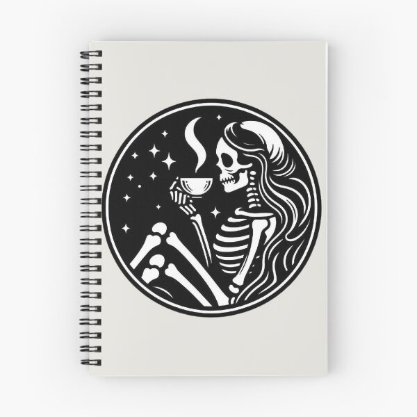 Item preview, Gothic Skeleton Morning – Cozy Dark Line Art designed and sold by Roberta Calabrese.