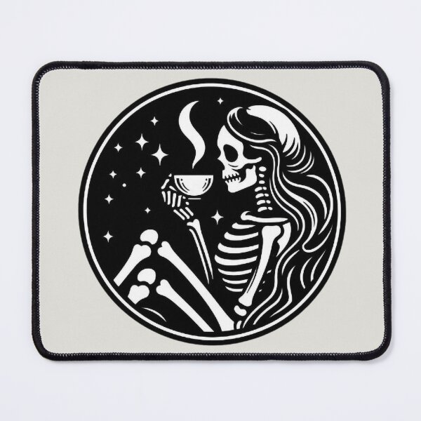 Item preview, Gothic Skeleton Morning – Cozy Dark Line Art designed and sold by Roberta Calabrese.