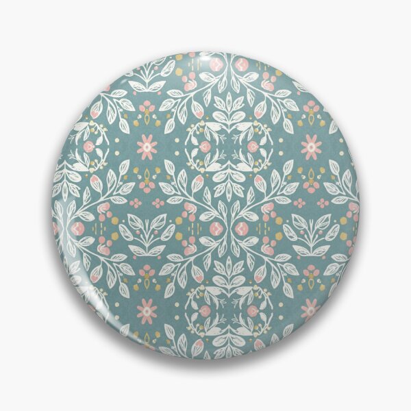 Item preview, Folk Art Botanical Pattern | Teal, White & Dusty Rose | Scandinavian Vine Design designed and sold by jelypop.