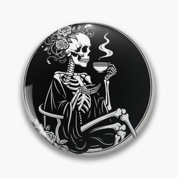 Item preview, Gothic Skeleton Morning – Cozy Dark Line Art designed and sold by Roberta Calabrese.