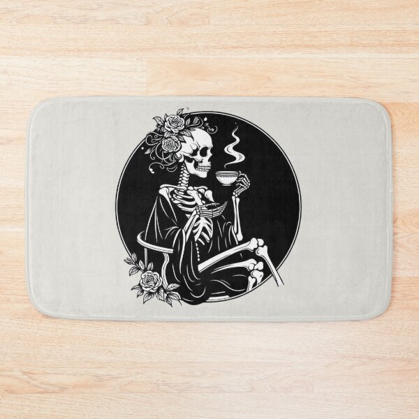Item preview, Gothic Skeleton Morning – Cozy Dark Line Art designed and sold by Roberta Calabrese.