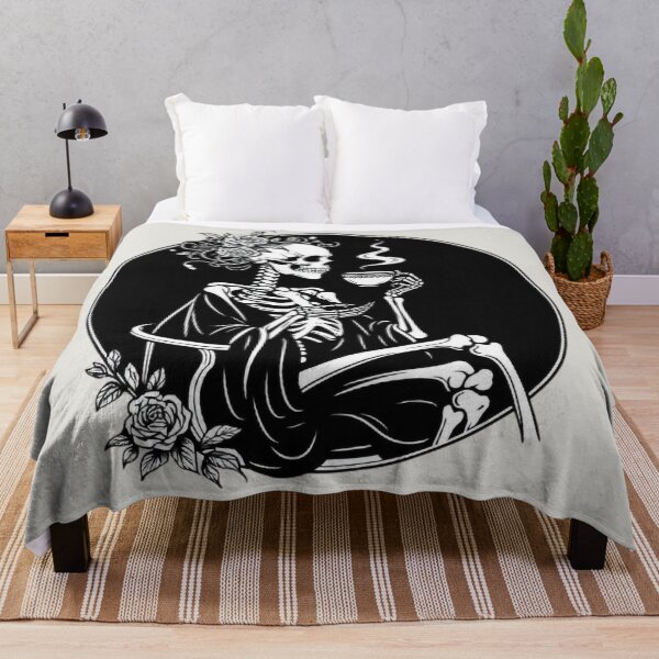 Item preview, Gothic Skeleton Morning – Cozy Dark Line Art designed and sold by Roberta Calabrese.
