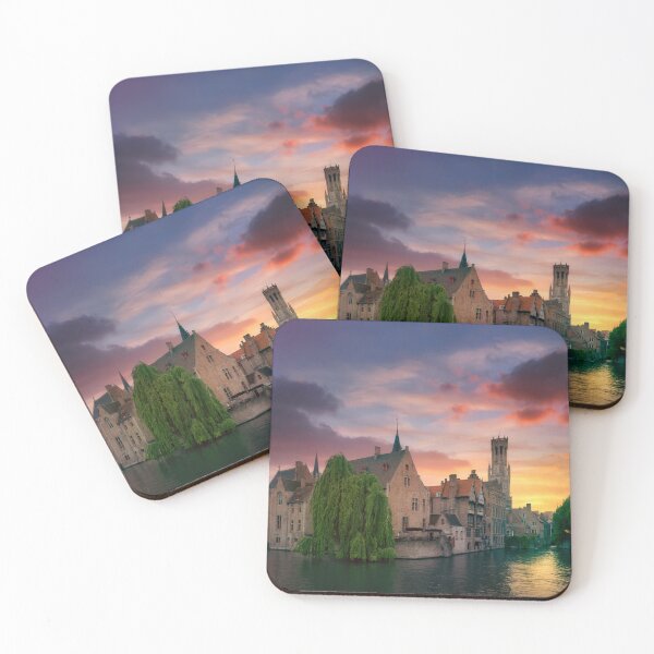 Item preview, Sunset over Bruges Rosary Quay water canal. Flanders, Belgium designed and sold by Stefano Orazzini.