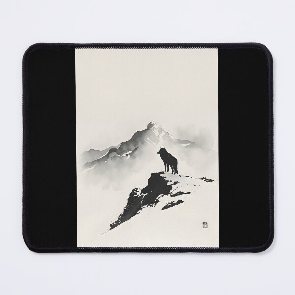 Item preview, Wolf Asian Brush Sumi-E Japanese Korean Ink Desing designed and sold by blacksealstudio.