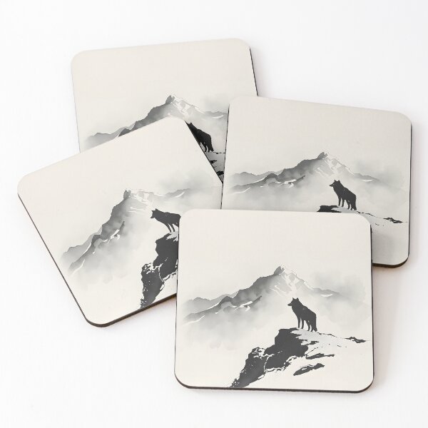 Item preview, Wolf Asian Brush Sumi-E Japanese Korean Ink Desing designed and sold by blacksealstudio.