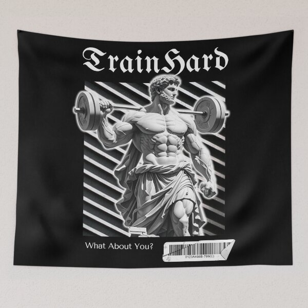 Item preview, TrainHard Classical Strength T-Shirt | Gym Aesthetic Fitness Art designed and sold by TrainHardCo.