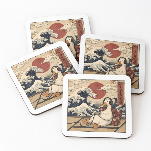 Item preview, Vintage Retro Japanese Gamer Goose Great Wave Ukiyo-e Aesthetic designed and sold by Mason-Pride.