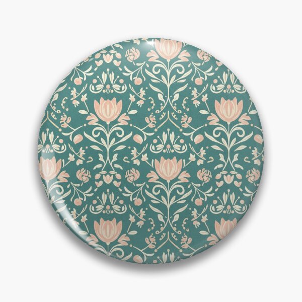 Item preview, Vintage Floral Damask Pattern in Pink and Turquoise designed and sold by jelypop.