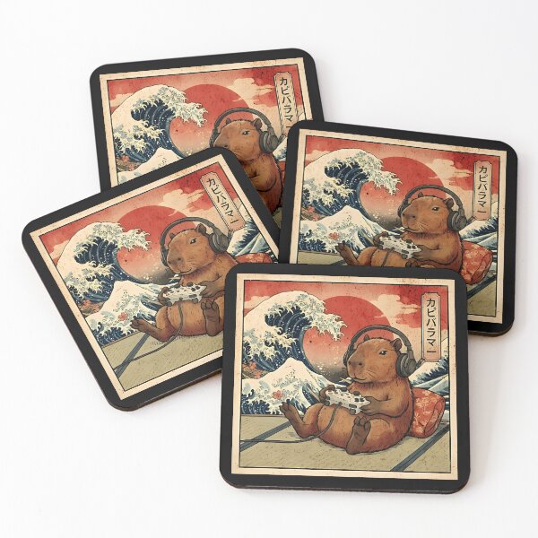 Item preview, Vintage Retro Japanese Art - The Great Wave of Gaming Capybara designed and sold by Mason-Pride.