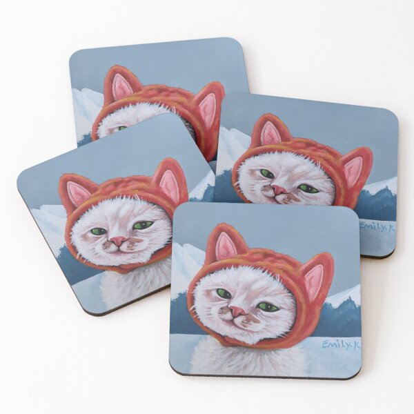 Item preview, A white cat pretended to be a red fox. designed and sold by EmilyDouArt.