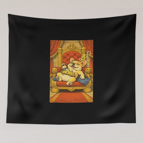 Item preview, French Bulldog Medieval Dogs – Sleeping Bulldog King – Gift for French Bulldog Lovers • Retro Comics • Vintage Halftone designed and sold by JacobKAurumhead.