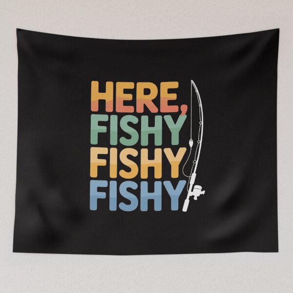 Item preview, Here Fishy Fisherman Fishing Rod Fish Fishing Saying Angler designed and sold by margaridroso.