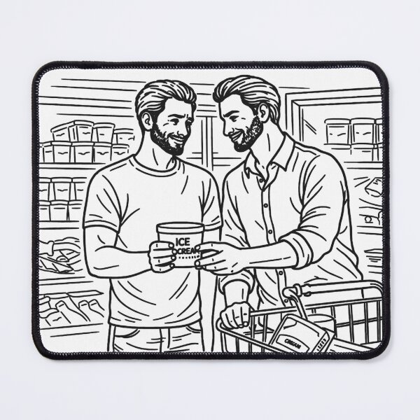 Item preview, LGBTQ Couple at the Freezer Line Drawing designed and sold by Elando1212.