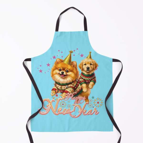 Item preview, Cute Pomeranian & Golden Retriever Puppy Happy New Year | Ugly Sweater Party designed and sold by E-SarnEdge.