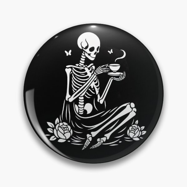 Item preview, Gothic Skeleton Morning – Cozy Dark Line Art designed and sold by Roberta Calabrese.